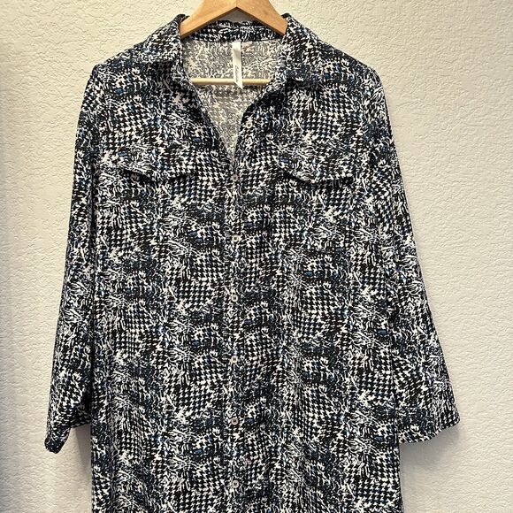NY Collection Shirt Dress Light Weight Boho Button Down Modest Preppy Size XL - Picture 10 of 14